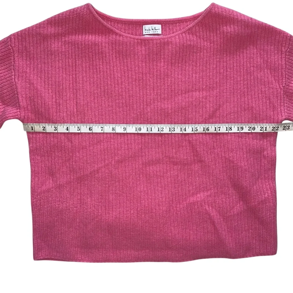 Nicole Miller Pink Merino Wool and Cashmere 3/4 Sleeve Knit Sweater - Picture 6 of 10